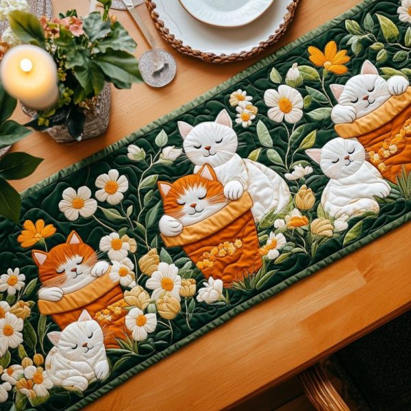 Cat Garden Quilted Table Runner