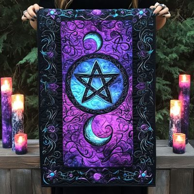 Celestial Wicca Glow Quilted Table Runner