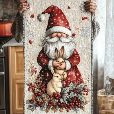 Cheerful Gnome Quilted Table Runner