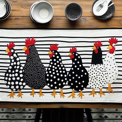 Chicken Coop Quilted Table Runner