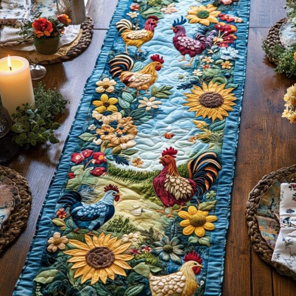 Chicken Patch Quilted Table Runner