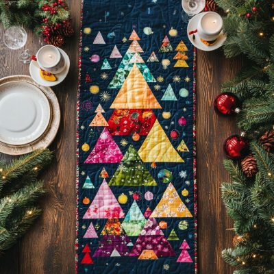 Christmas Candlelight Wishes Quilted Table Runner