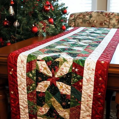 Christmas Eve Glow Quilted Table Runner