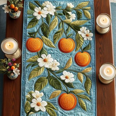 Citrus Bloom Quilted Table Runner