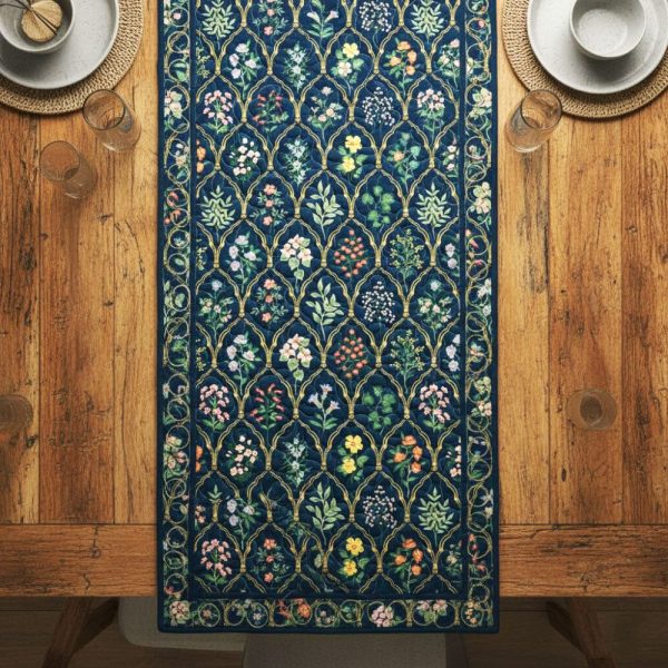 Classic Damask Quilted Table Runner