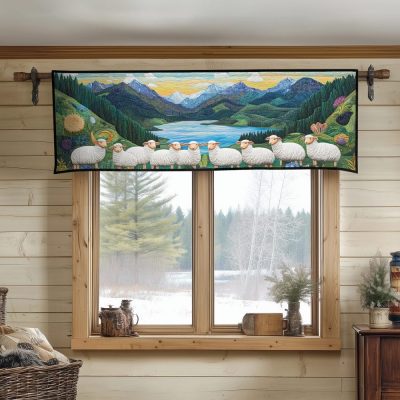Cloudy Sheep Quilted Valance