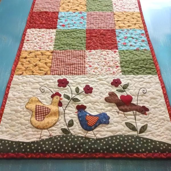 Chicken Quilted Table Runner