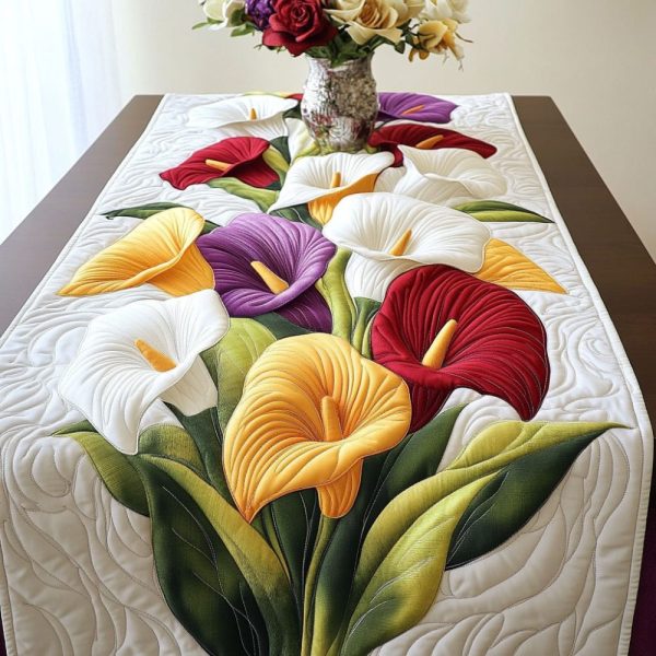 Colorful Calla Garden Quilted Table Runner