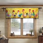 Colorful Hearts Chickens Quilted Valance