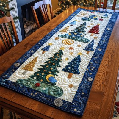 Cozy Christmas Hearth Quilted Table Runner