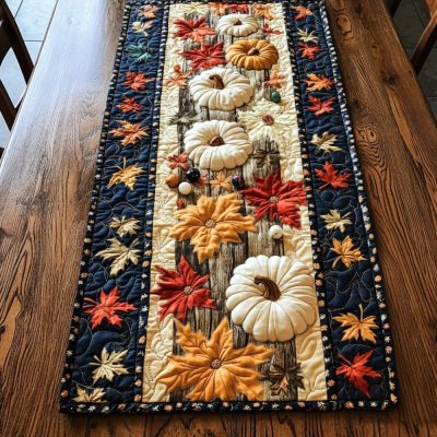Cozy Pumpkin Quilted Table Runner
