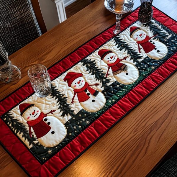 Cozy Snowmen Quilted Table Runner