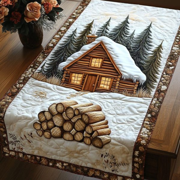 Cozy Winter Cabin Quilted Table Runner