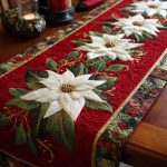 Crimson Blossom Quilted Table Runner