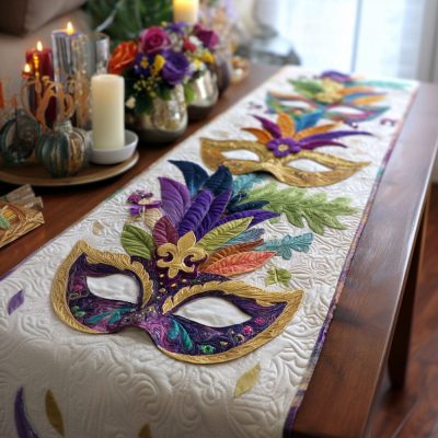 Crowned In Feathers Quilted Table Runner