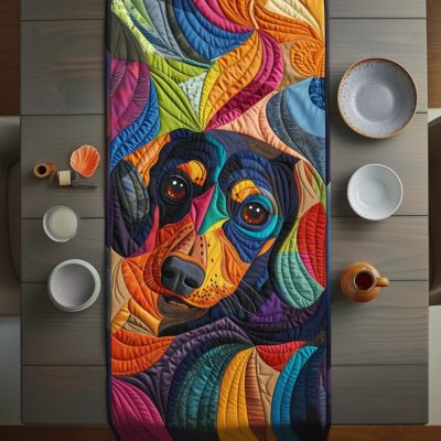 Dachshund Pop Art Quilted Table Runner