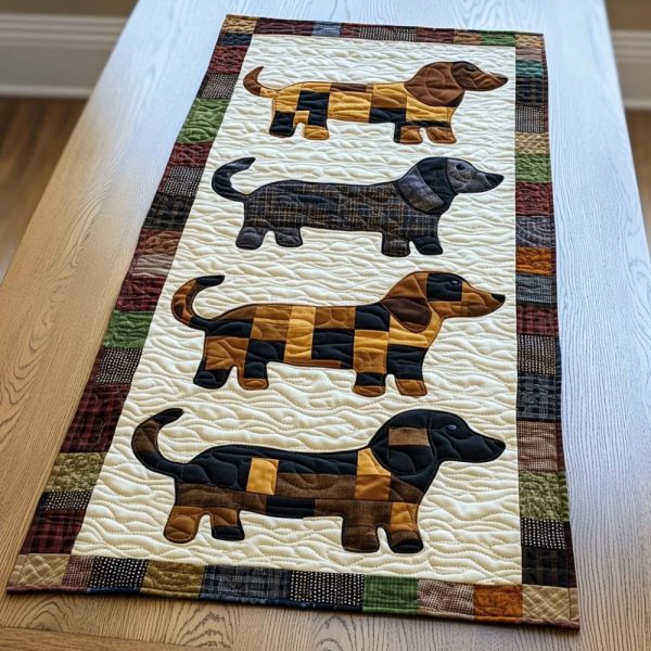 Dachshund Joy Quilted Table Runner