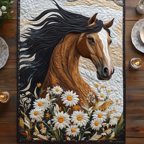 Daisy Horse Quilted Table Runner