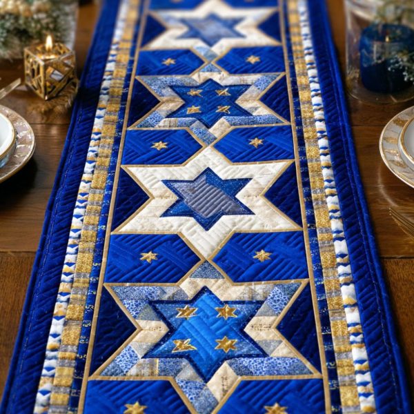 Star Of David Quilted Table Runner