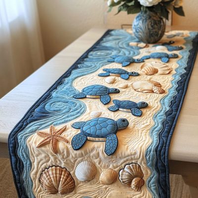 Deep Blue Spirit Quilted Table Runner