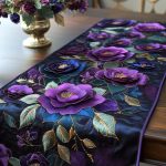 Deep Violet Bloom Quilted Table Runner
