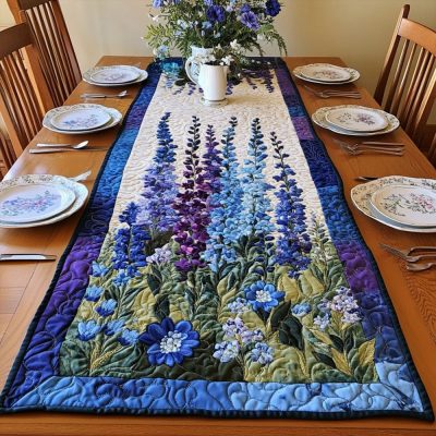 Delphinium Dreams Quilted Table Runner