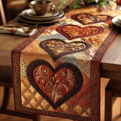 Earth Hearts Quilted Table Runner