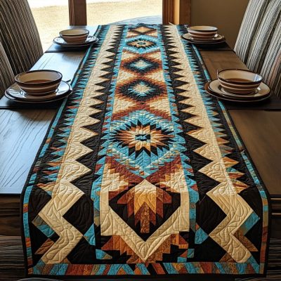 Echoed Patterns Quilted Table Runner
