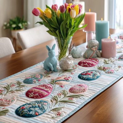 Egg Parade Quilted Table Runner