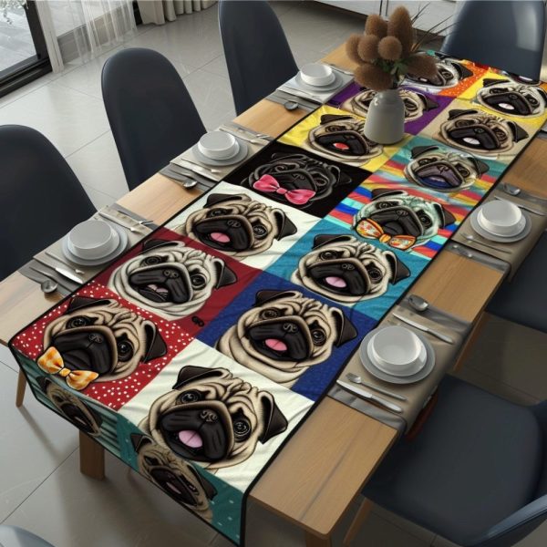Elegant Pugs Quilted Table Runner