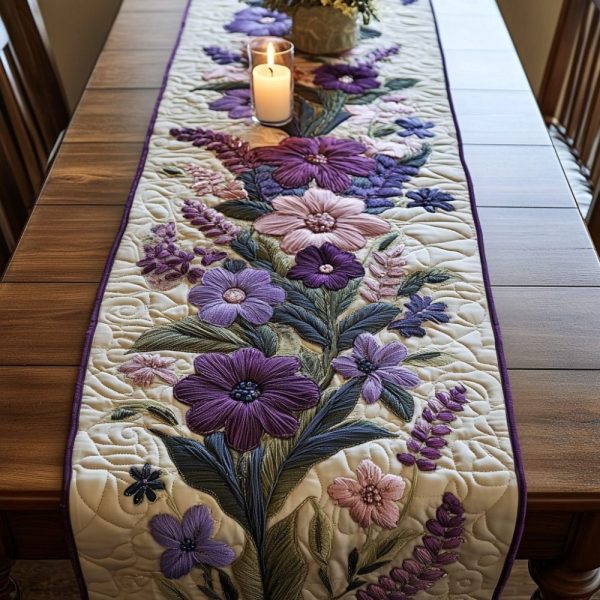 Elegant Lavender Quilted Table Runner