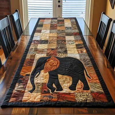 Elephant Grandeur Quilted Table Runner