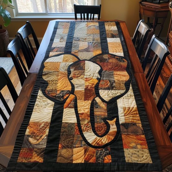 Elephant Odyssey Quilted Table Runner