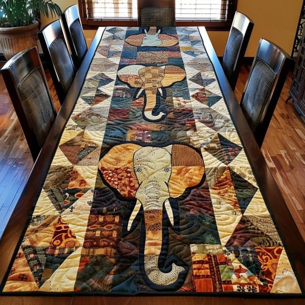 Elephant Reverie Quilted Table Runner