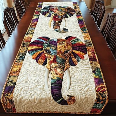 Elephant Grace Quilted Table Runner
