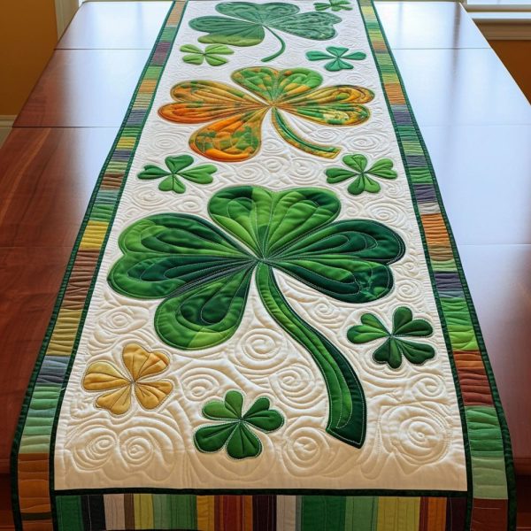 Emerald Leprechaun Charm Quilted Table Runner
