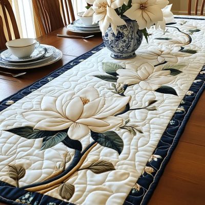 Enchanted Magnolia Quilted Table Runner
