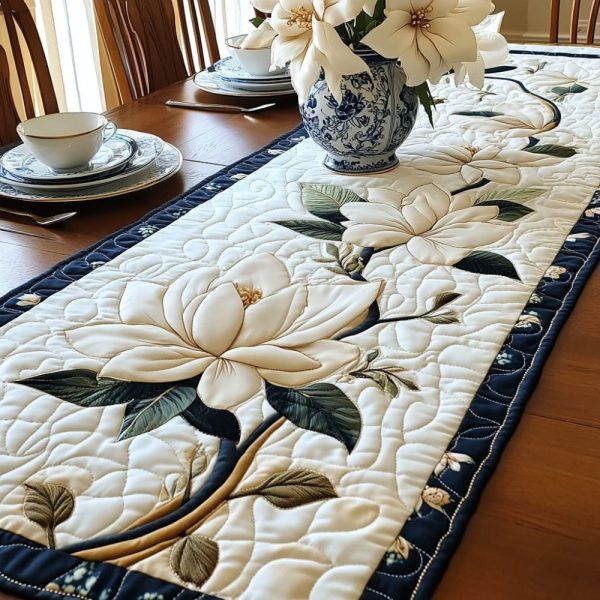 Enchanted Magnolia Quilted Table Runner