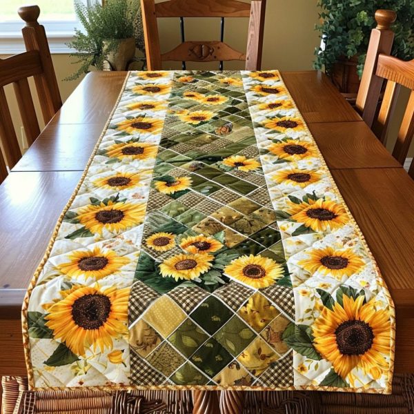 Enchanting Sunflowers Quilted Table Runner
