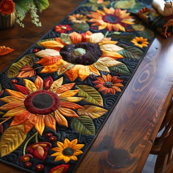 Enchanting Sunflowers Quilted Table Runner