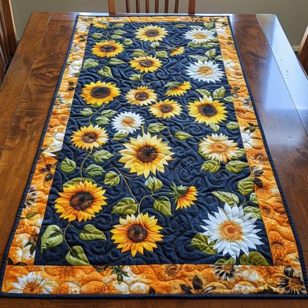 Endearing Sunflowers Quilted Table Runner
