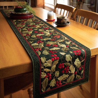 Evergreen Charm Quilted Table Runner