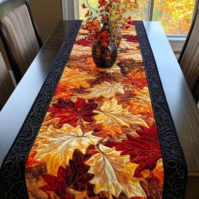 Falling Acorns Quilted Table Runner