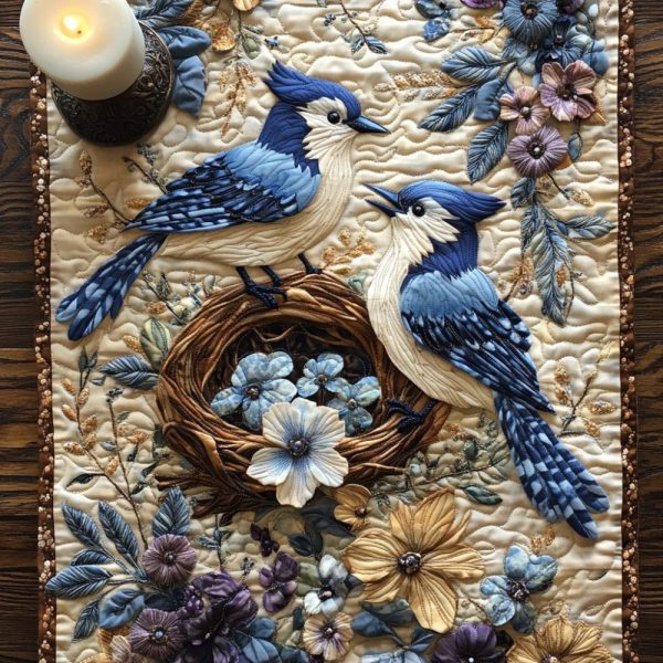 Feathered Elegance Quilted Table Runner