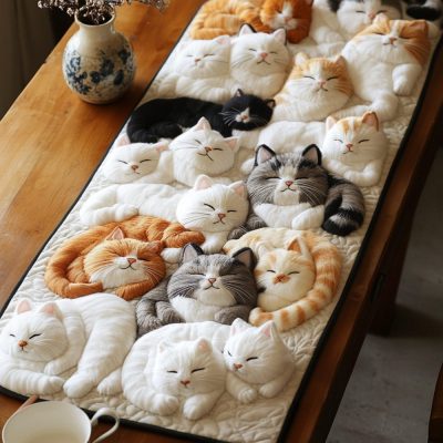 Feline Siesta Quilted Table Runner