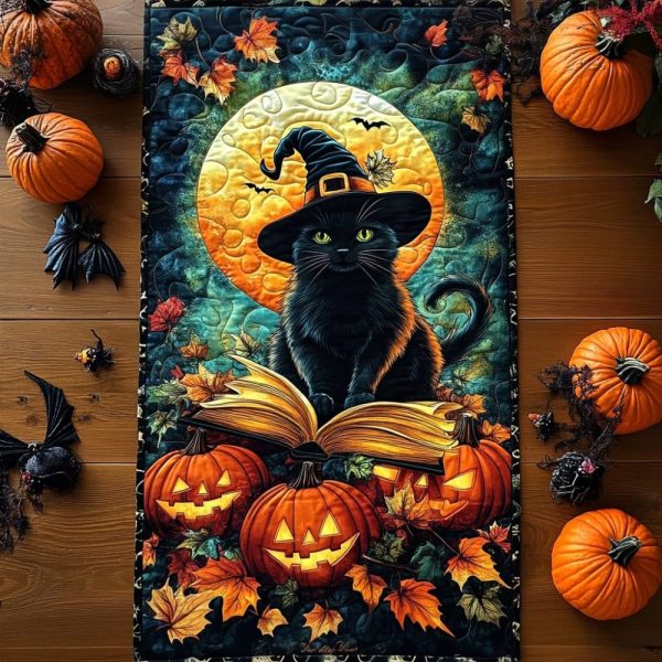 Feline Witch Quilted Table Runner