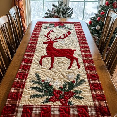 Festive Antler Trails Quilted Table Runner