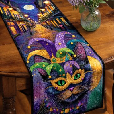 Festive Cat Quilted Table Runner