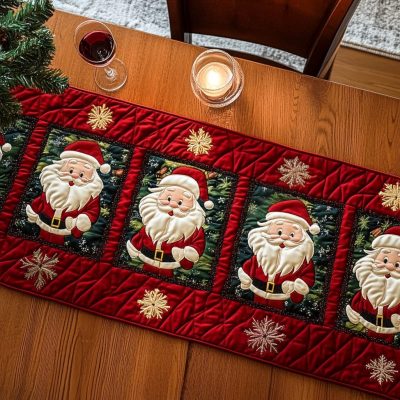 Festive Claus Quilted Table Runner