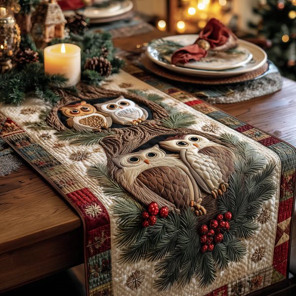 Festive Night Owls Quilted Table Runner